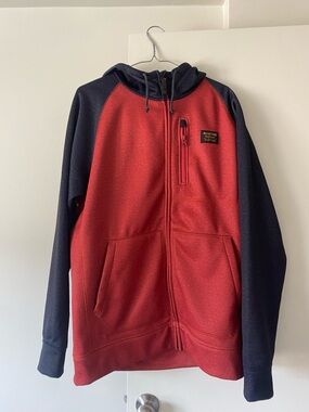 Burton Red and Black Fleece-Lined Hoodie